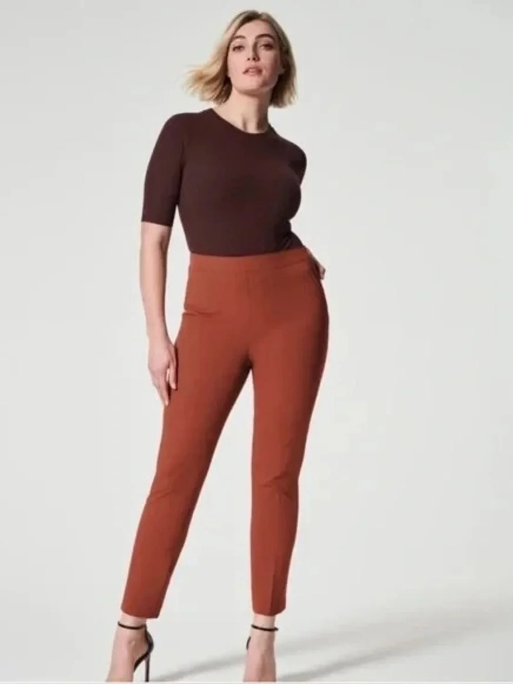 Spanx On-The-Go Ankle Slim Straight Pants in Bronze Glow - Medium NWT